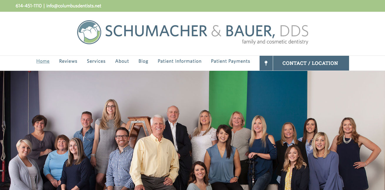 Schumacher & Bauer screenshot, Columbus Dentist WordPress Website by Starburst Media