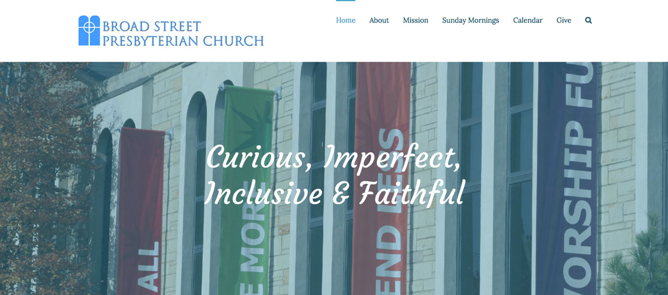 Broad Street Presbyterian Church, website by Starburst Media, screenshot of the home page