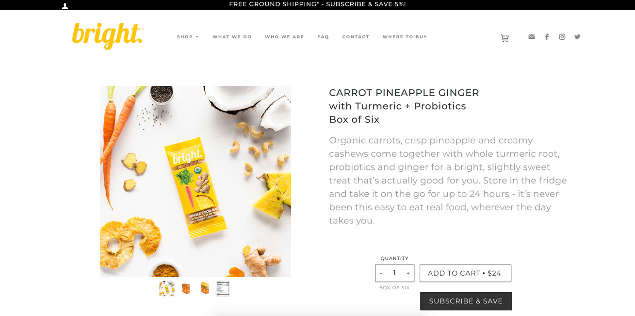 Bright Foods, Shopify Website by Starburst Media, Product Page