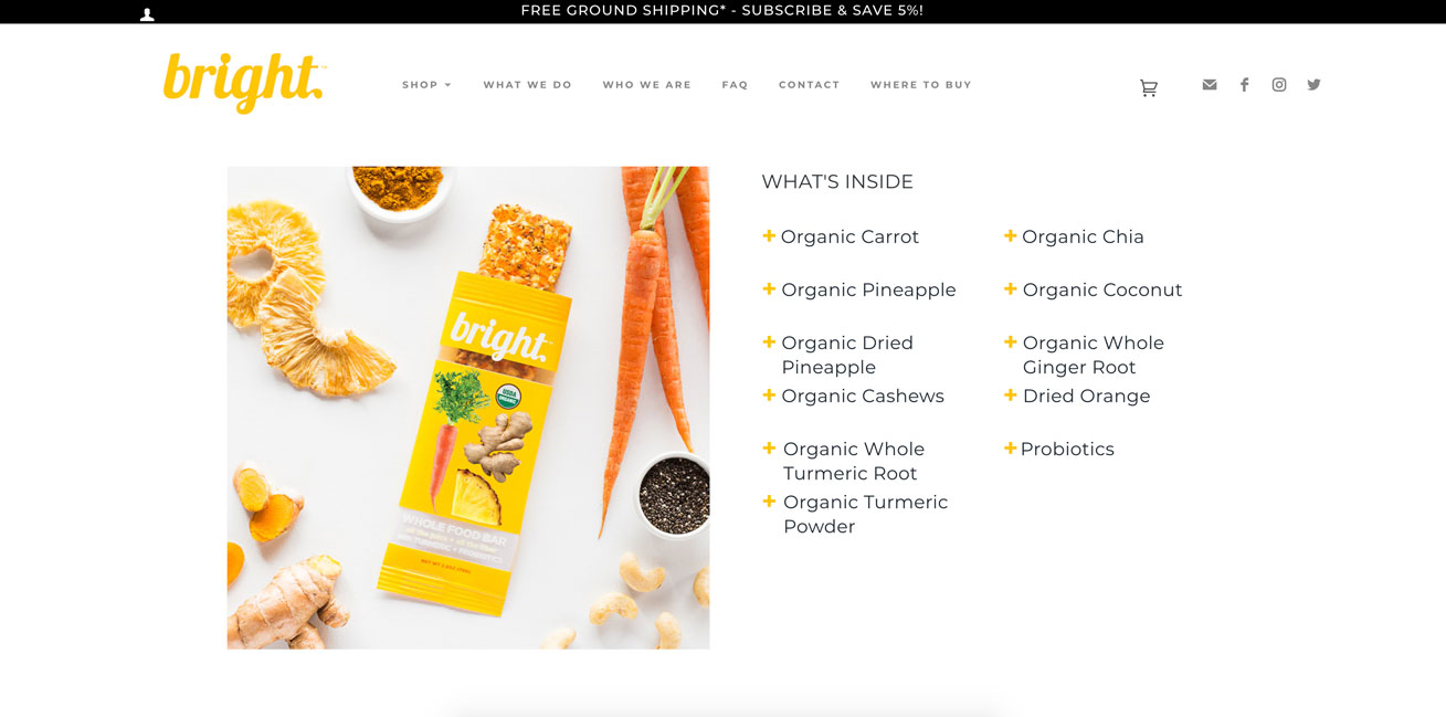 Bright Foods, Shopify Website by Starburst Media, Product Detail