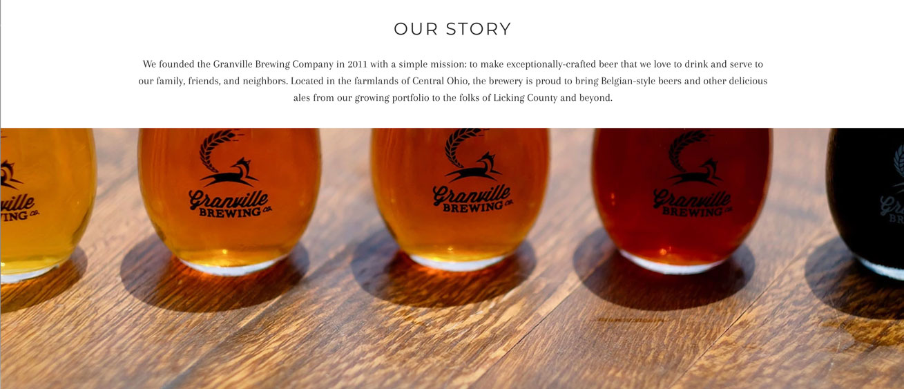 Granville Brewing Co., Shopify Website by Starburst Media, parallax scrolling