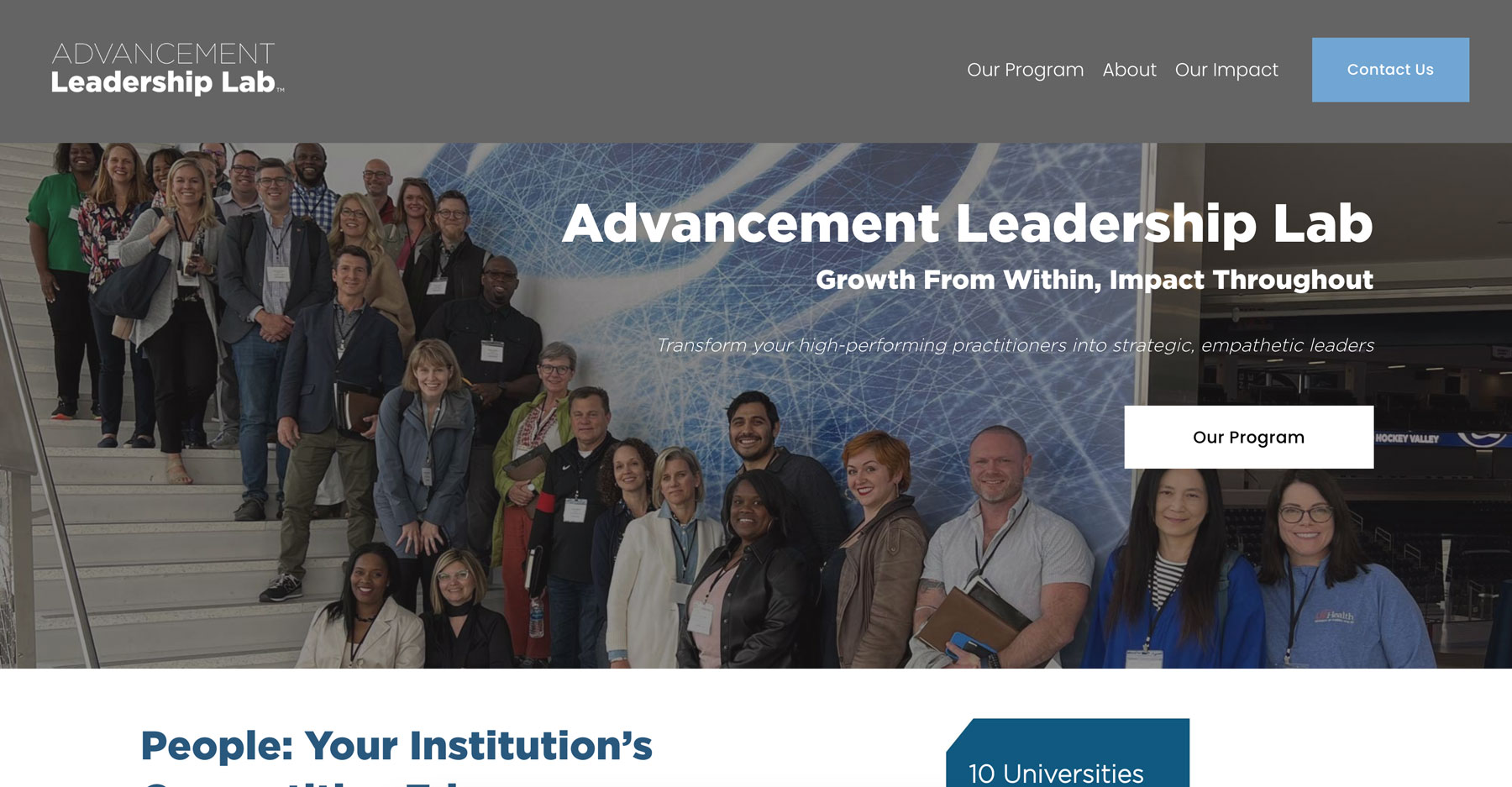 Advancement Leadership Lab, Squarespace Website