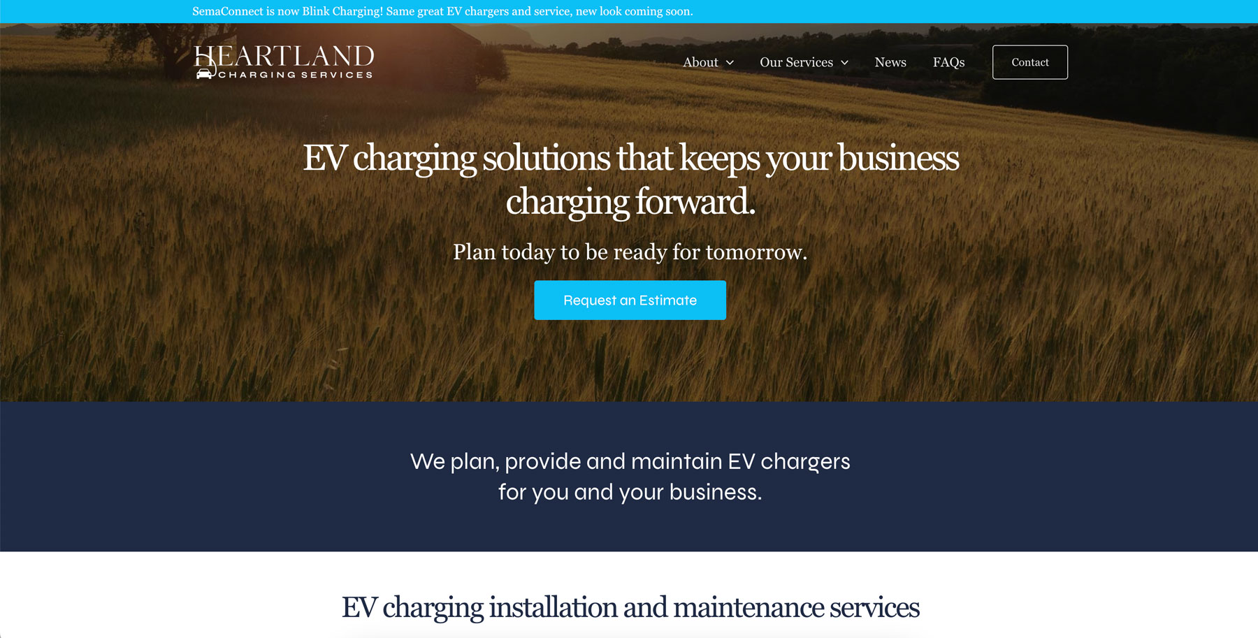 Heartland Charging Services, WordPress website