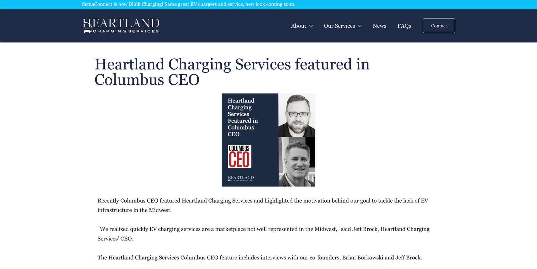 Heartland Charging Services, WordPress website